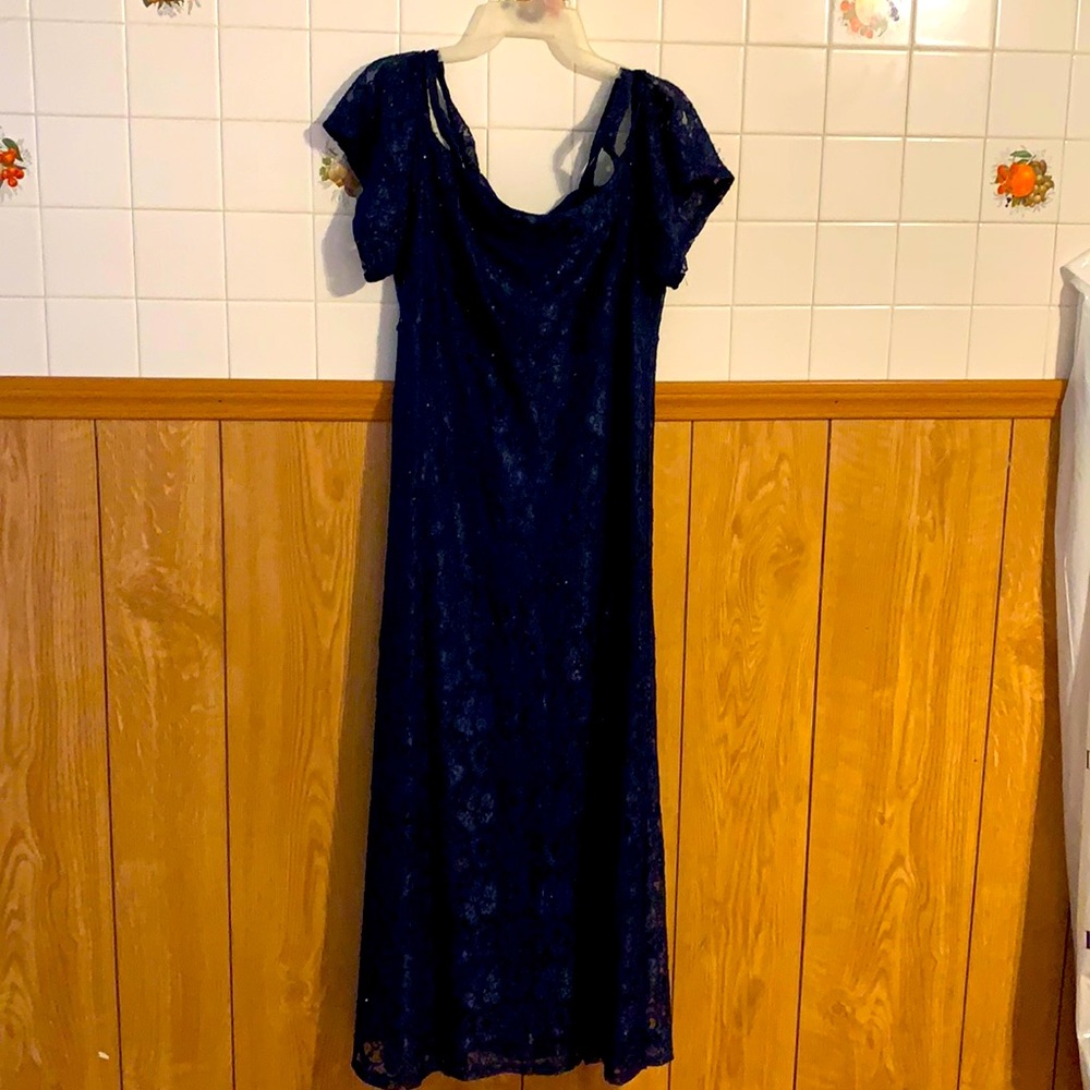 Navy blue mid length lace dress